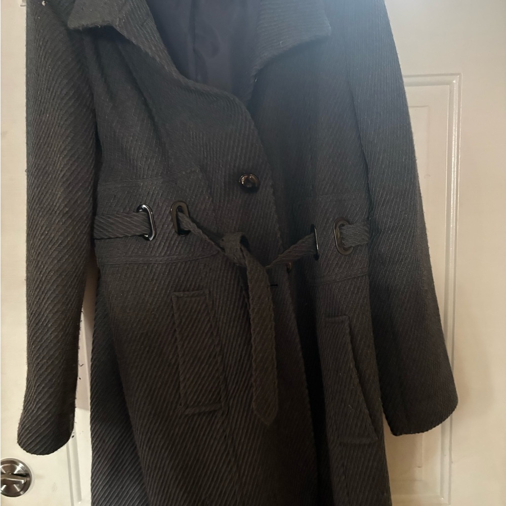 Classic Black Women's Belted Wool-Blend Coat